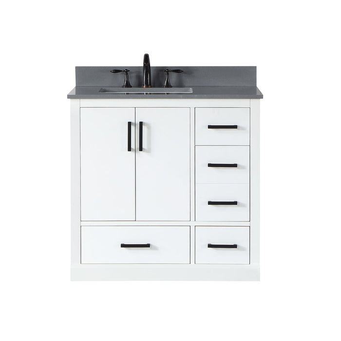 Monna 36" Single Bathroom Vanity Set with Aosta White Composite Stone Countertop - Luxe Vanity & Tub