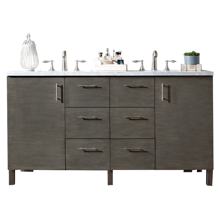 60" Metropolitan Double Bathroom Vanity, Silver Oak