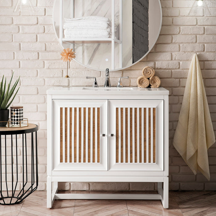 Athens 36" Single Vanity Cabinet, Glossy White Single Bathroom Vanity James Martin Vanities Select Your Top