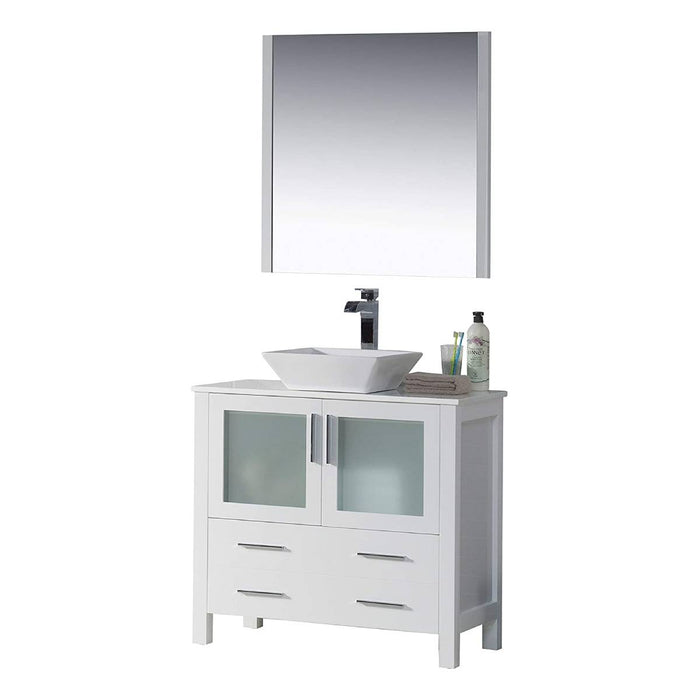 Blossom Sydney 36" Vanity, Ceramic/Ceramic Vessel Sink and Optional Mirror - Luxe Vanity & Tub