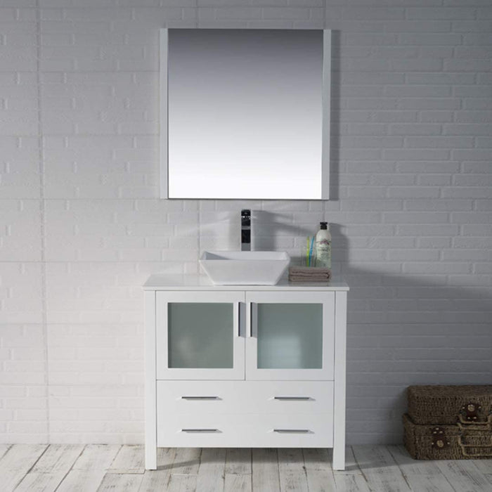 Blossom Sydney 36" Vanity, Ceramic/Ceramic Vessel Sink and Optional Mirror - Luxe Vanity & Tub