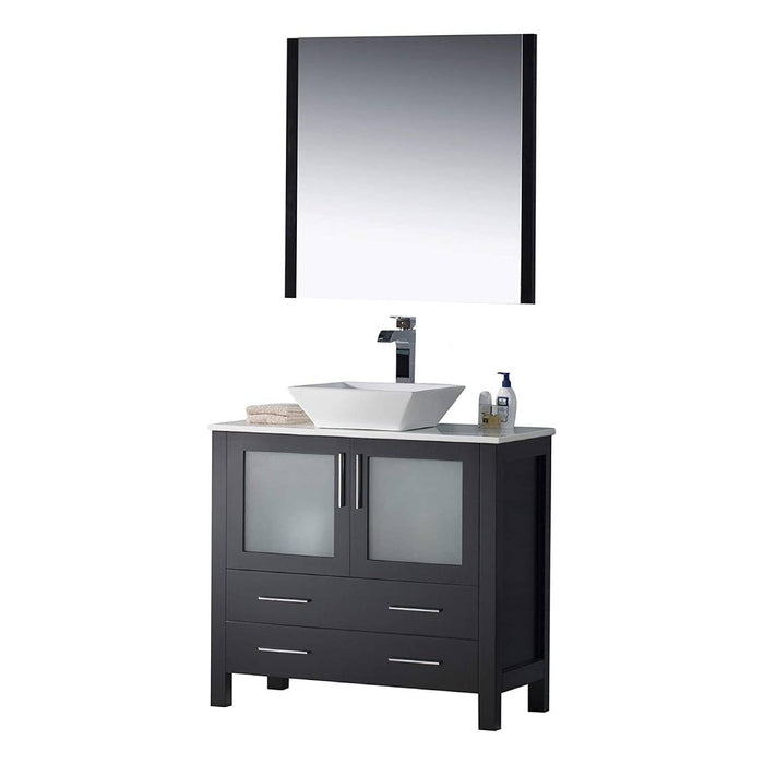 Blossom Sydney 36" Vanity, Ceramic/Ceramic Vessel Sink and Optional Mirror - Luxe Vanity & Tub