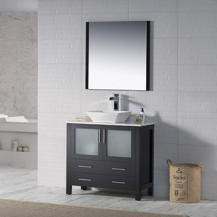 Blossom Sydney 36" Vanity, Ceramic/Ceramic Vessel Sink and Optional Mirror - Luxe Vanity & Tub