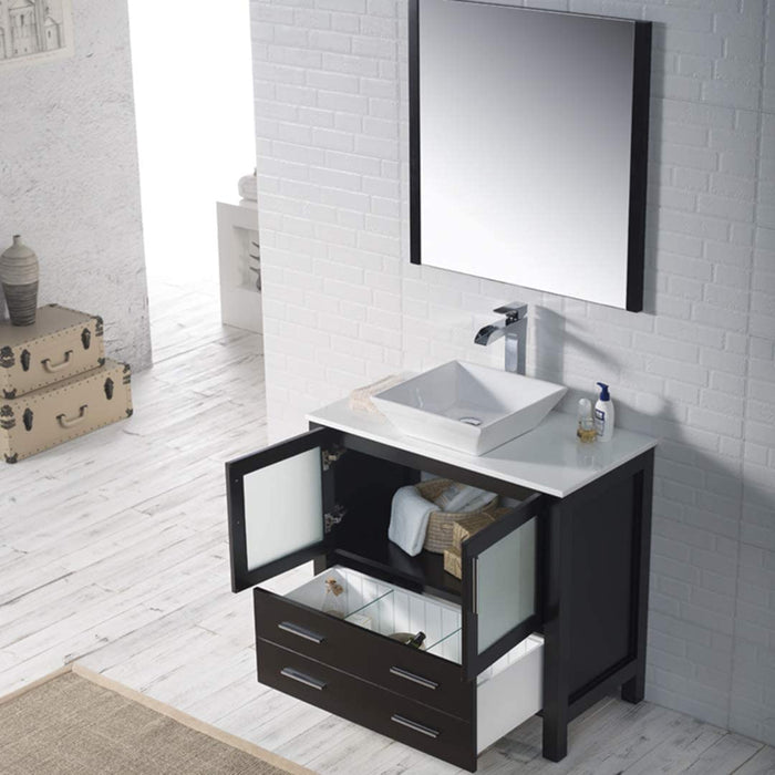 Blossom Sydney 36" Vanity, Ceramic/Ceramic Vessel Sink and Optional Mirror - Luxe Vanity & Tub