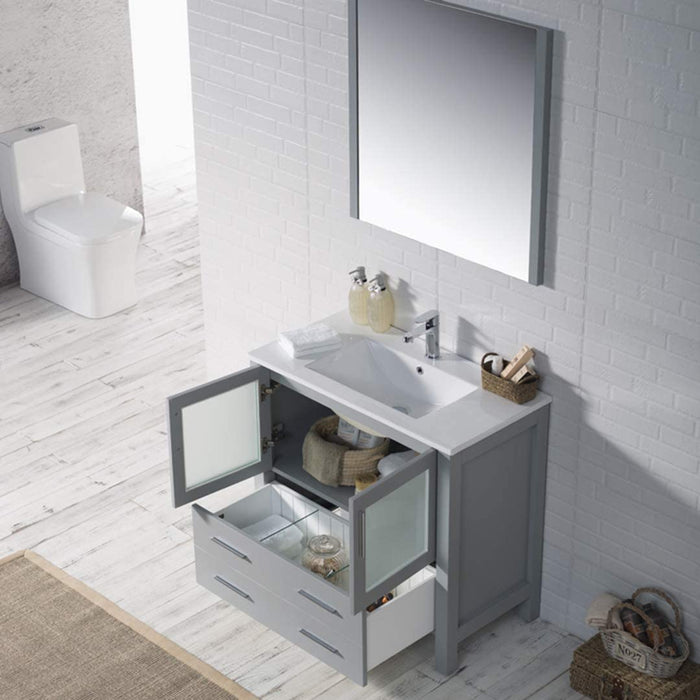 Blossom Sydney 36" Vanity, Ceramic/Ceramic Vessel Sink and Optional Mirror - Luxe Vanity & Tub