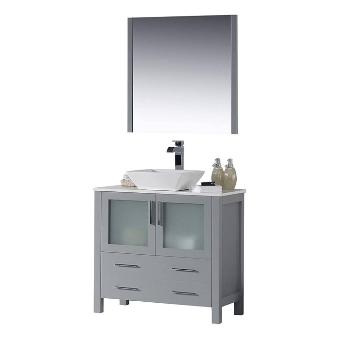 Blossom Sydney 36" Vanity, Ceramic/Ceramic Vessel Sink and Optional Mirror - Luxe Vanity & Tub