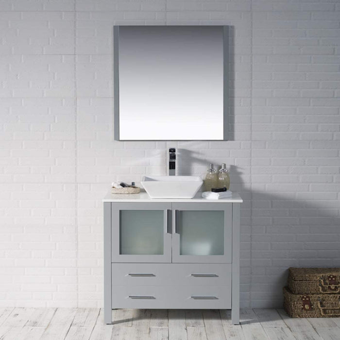 Blossom Sydney 36" Vanity, Ceramic/Ceramic Vessel Sink and Optional Mirror - Luxe Vanity & Tub