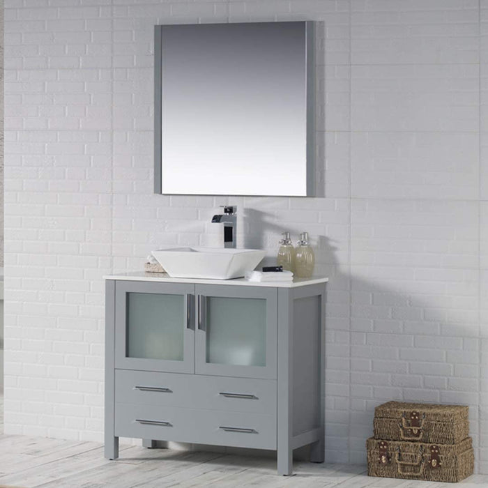 Blossom Sydney 36" Vanity, Ceramic/Ceramic Vessel Sink and Optional Mirror - Luxe Vanity & Tub