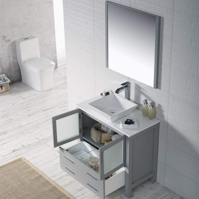 Blossom Sydney 36" Vanity, Ceramic/Ceramic Vessel Sink and Optional Mirror - Luxe Vanity & Tub
