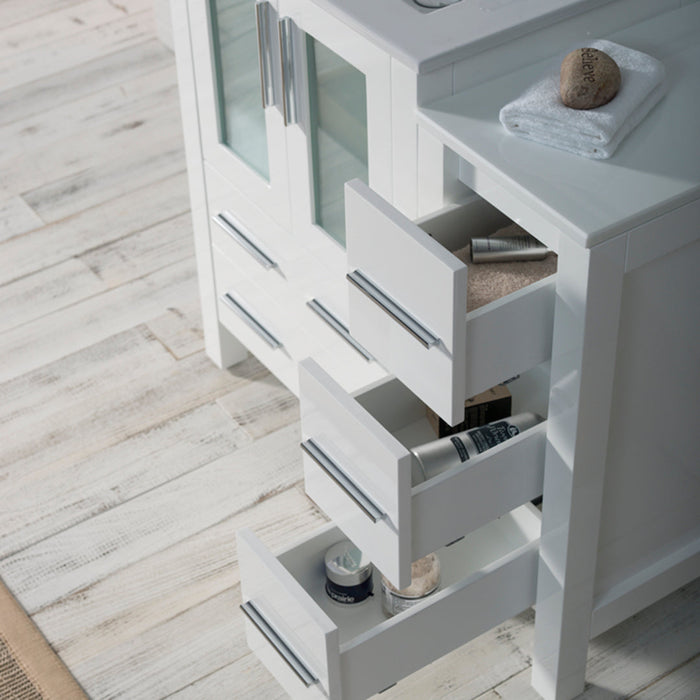 Blossom Sydney 36" Vanity Set, Ceramic/Ceramic Vessel Sink, Side Cabinet and Optional Mirror