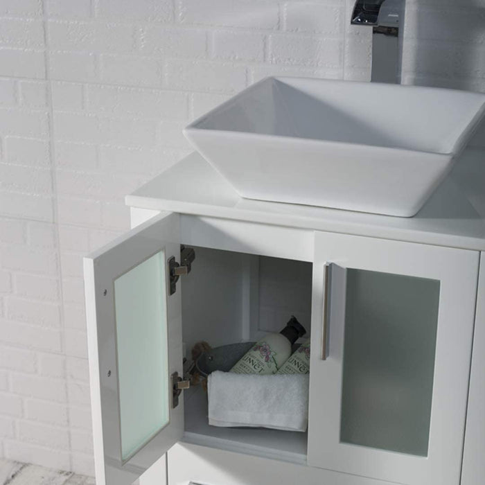 Blossom Sydney 36" Vanity Set, Ceramic/Ceramic Vessel Sink, Side Cabinet and Optional Mirror