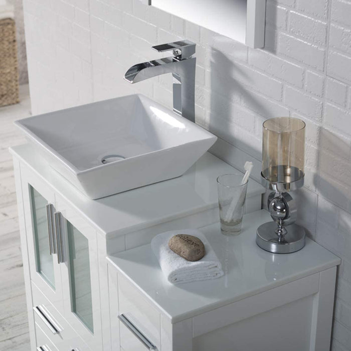 Blossom Sydney 36" Vanity Set, Ceramic/Ceramic Vessel Sink, Side Cabinet and Optional Mirror