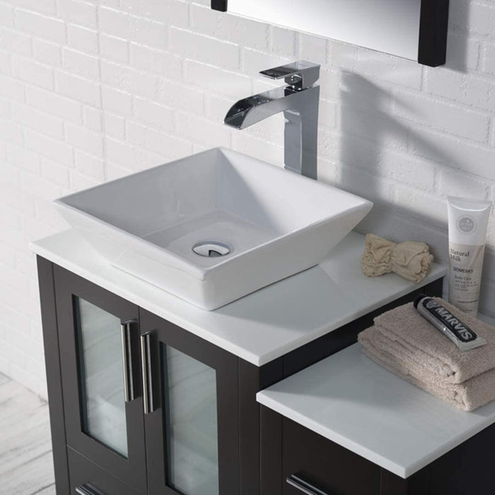 Blossom Sydney 36" Vanity Set, Ceramic/Ceramic Vessel Sink, Side Cabinet and Optional Mirror