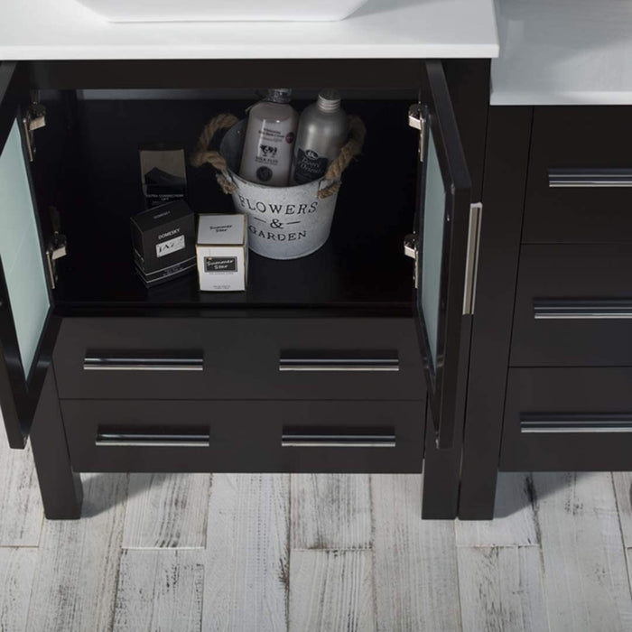 Blossom Sydney 36" Vanity Set, Ceramic/Ceramic Vessel Sink, Side Cabinet and Optional Mirror