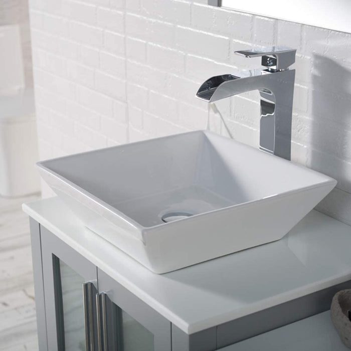 Blossom Sydney 36" Vanity Set, Ceramic/Ceramic Vessel Sink, Side Cabinet and Optional Mirror