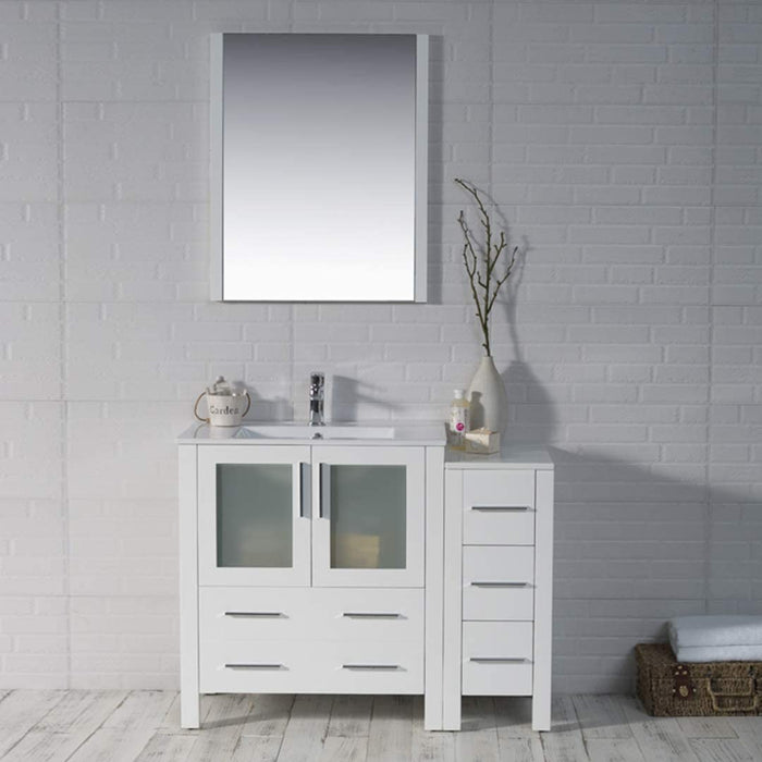Blossom Sydney 42" Vanity Set, Ceramic/Ceramic Vessel Sink, Side Cabinet and Optional Mirror