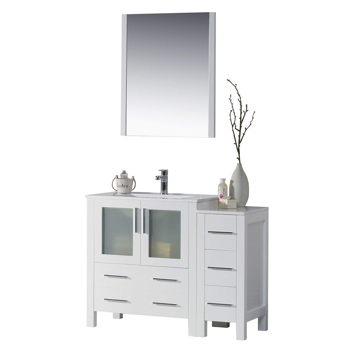 Blossom Sydney 42" Vanity Set, Ceramic/Ceramic Vessel Sink, Side Cabinet and Optional Mirror