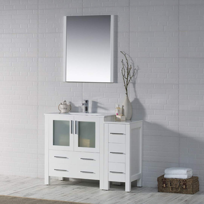 Blossom Sydney 42" Vanity Set, Ceramic/Ceramic Vessel Sink, Side Cabinet and Optional Mirror