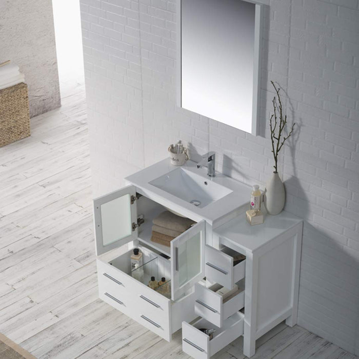 Blossom Sydney 42" Vanity Set, Ceramic/Ceramic Vessel Sink, Side Cabinet and Optional Mirror