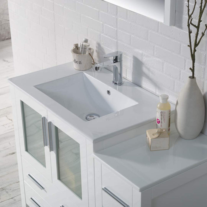 Blossom Sydney 42" Vanity Set, Ceramic/Ceramic Vessel Sink, Side Cabinet and Optional Mirror