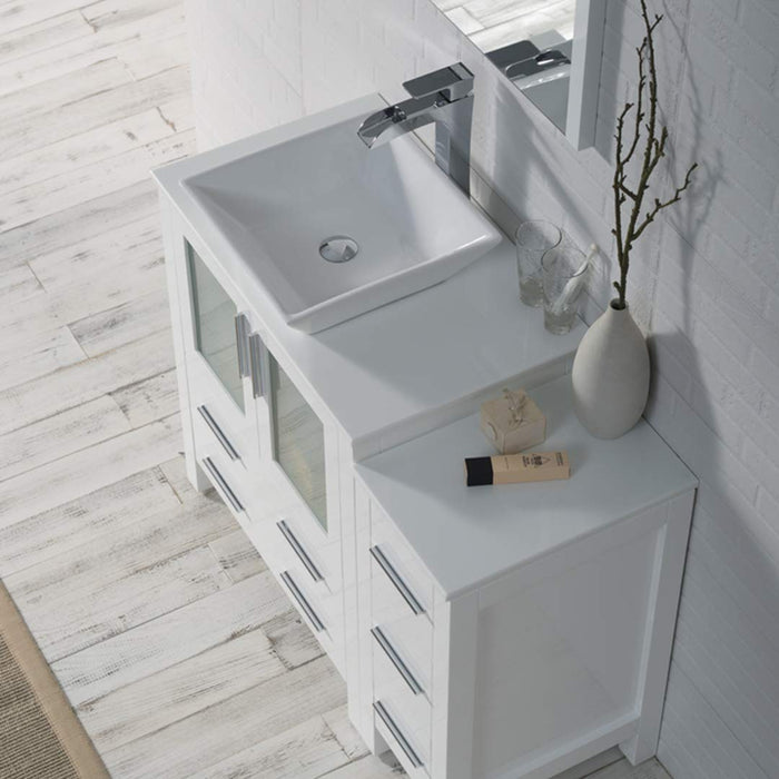 Blossom Sydney 42" Vanity Set, Ceramic/Ceramic Vessel Sink, Side Cabinet and Optional Mirror