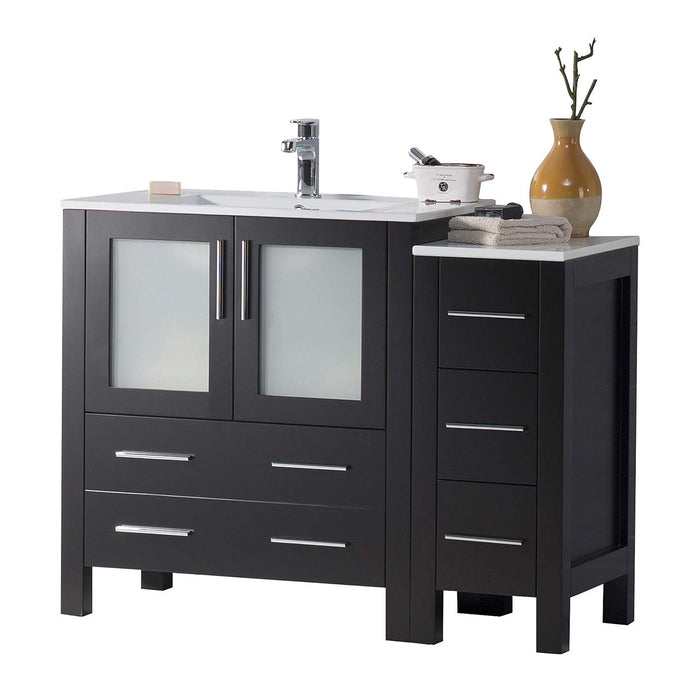 Blossom Sydney 42" Vanity Set, Ceramic/Ceramic Vessel Sink, Side Cabinet and Optional Mirror