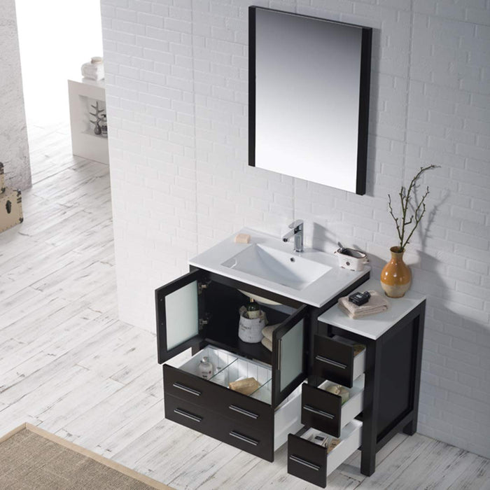 Blossom Sydney 42" Vanity Set, Ceramic/Ceramic Vessel Sink, Side Cabinet and Optional Mirror
