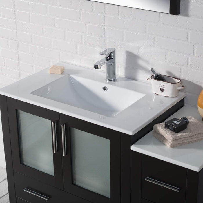 Blossom Sydney 42" Vanity Set, Ceramic/Ceramic Vessel Sink, Side Cabinet and Optional Mirror