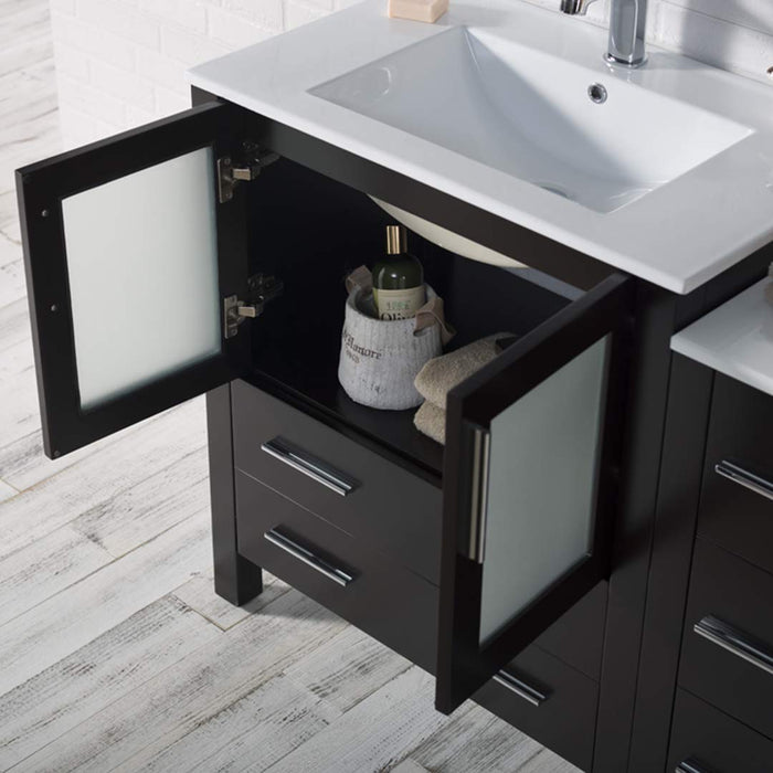 Blossom Sydney 42" Vanity Set, Ceramic/Ceramic Vessel Sink, Side Cabinet and Optional Mirror