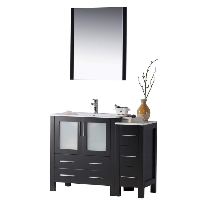 Blossom Sydney 42" Vanity Set, Ceramic/Ceramic Vessel Sink, Side Cabinet and Optional Mirror