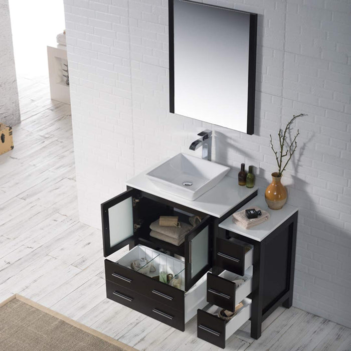 Blossom Sydney 42" Vanity Set, Ceramic/Ceramic Vessel Sink, Side Cabinet and Optional Mirror