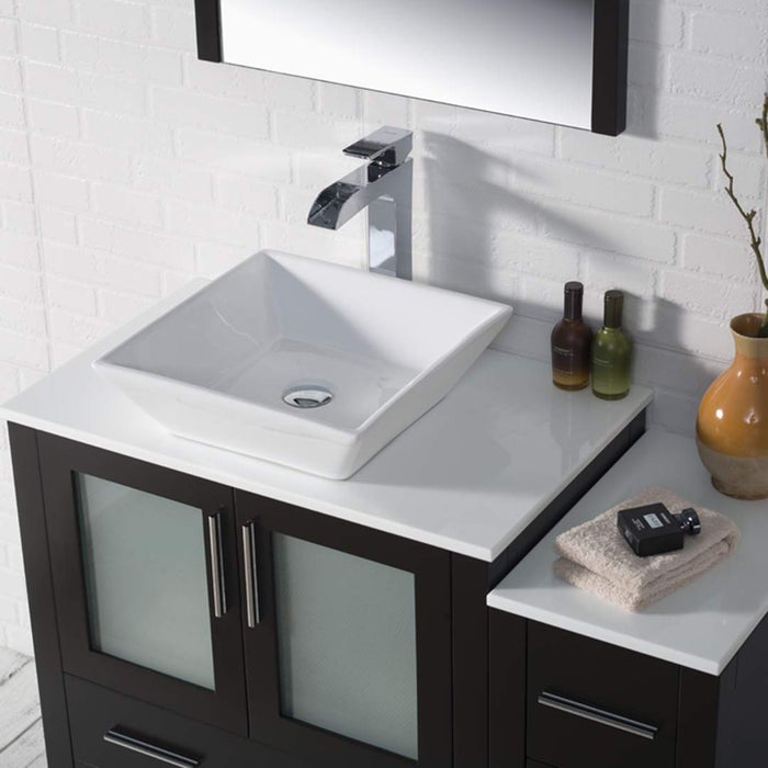 Blossom Sydney 42" Vanity Set, Ceramic/Ceramic Vessel Sink, Side Cabinet and Optional Mirror