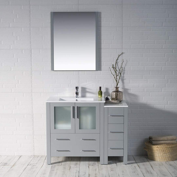 Blossom Sydney 42" Vanity Set, Ceramic/Ceramic Vessel Sink, Side Cabinet and Optional Mirror