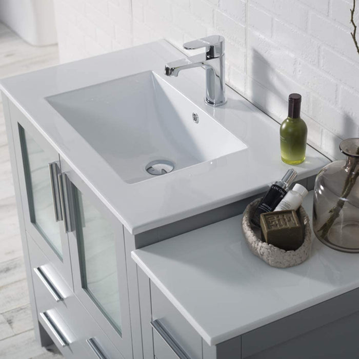 Blossom Sydney 42" Vanity Set, Ceramic/Ceramic Vessel Sink, Side Cabinet and Optional Mirror