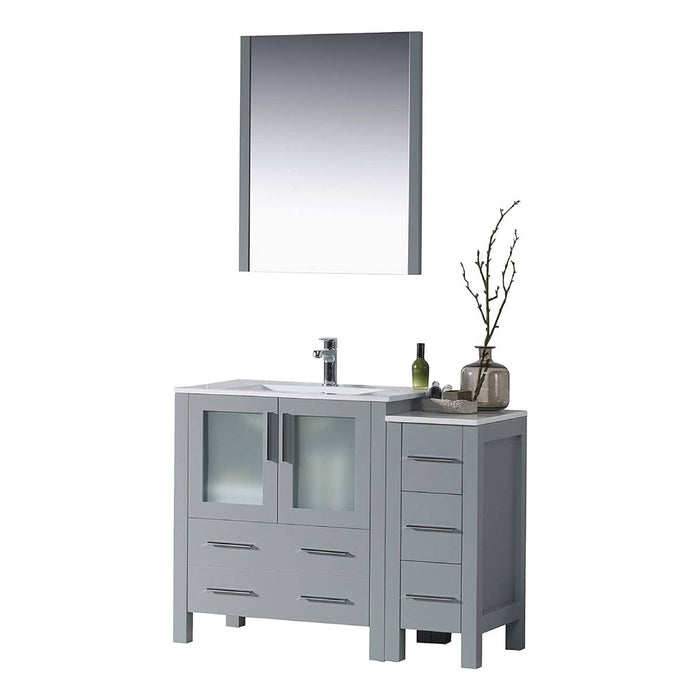 Blossom Sydney 42" Vanity Set, Ceramic/Ceramic Vessel Sink, Side Cabinet and Optional Mirror