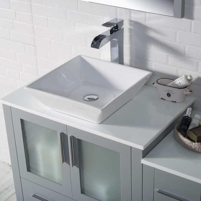 Blossom Sydney 42" Vanity Set, Ceramic/Ceramic Vessel Sink, Side Cabinet and Optional Mirror