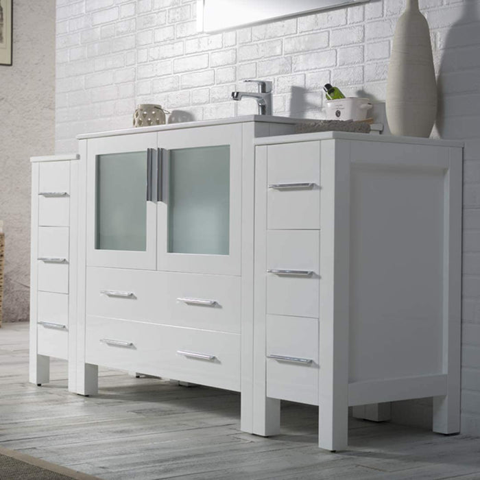 Blossom Sydney 54" Vanity Set, Side Cabinets, Vessel Sink and Optional Mirror - Luxe Vanity & Tub