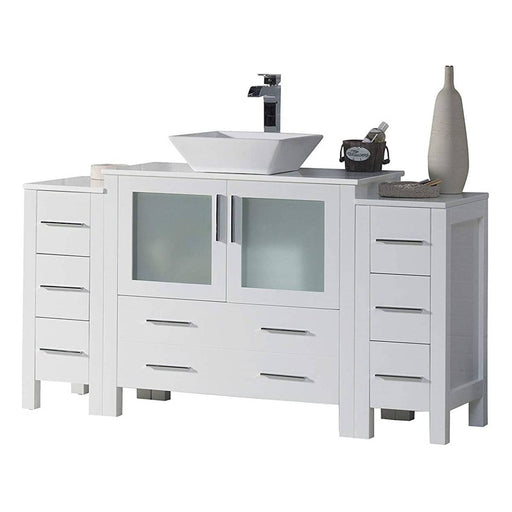 Blossom Sydney 54" Vanity Set, Side Cabinets, Vessel Sink and Optional Mirror - Luxe Vanity & Tub