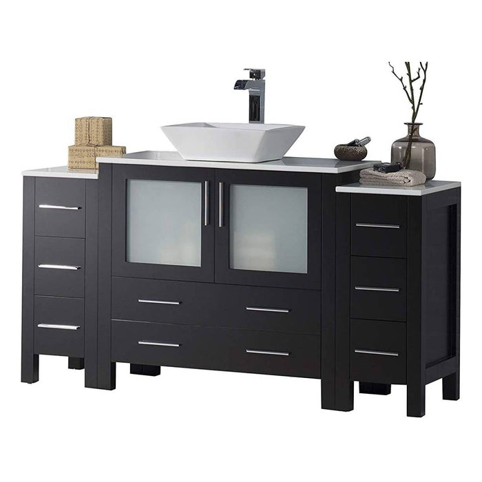 Blossom Sydney 54" Vanity Set, Side Cabinets, Vessel Sink and Optional Mirror - Luxe Vanity & Tub