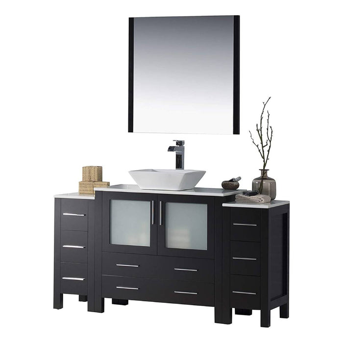 Blossom Sydney 54" Vanity Set, Side Cabinets, Vessel Sink and Optional Mirror - Luxe Vanity & Tub