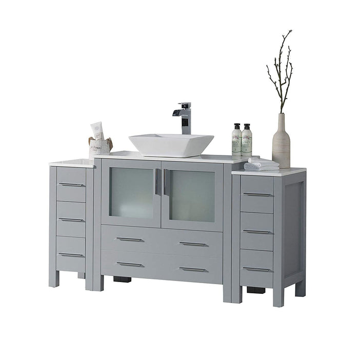 Blossom Sydney 54" Vanity Set, Side Cabinets, Vessel Sink and Optional Mirror - Luxe Vanity & Tub