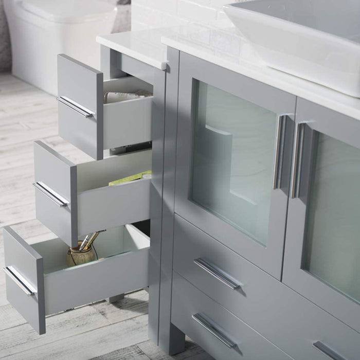 Blossom Sydney 54" Vanity Set, Side Cabinets, Vessel Sink and Optional Mirror - Luxe Vanity & Tub