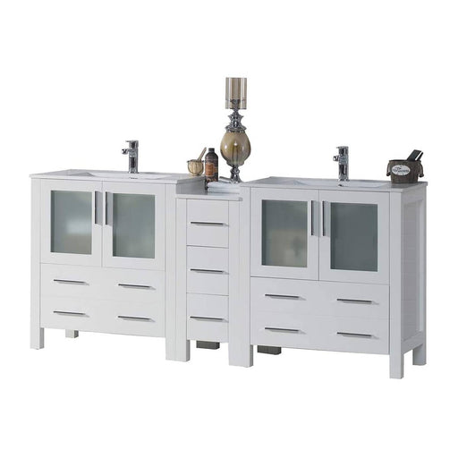 Blossom Sydney 84" Double Vanity Set, Side Cabinets, Vessel Sink and Optional Mirror - Luxe Vanity & Tub