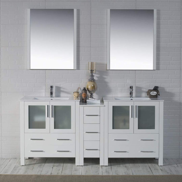 Blossom Sydney 84" Double Vanity Set, Side Cabinets, Vessel Sink and Optional Mirror - Luxe Vanity & Tub
