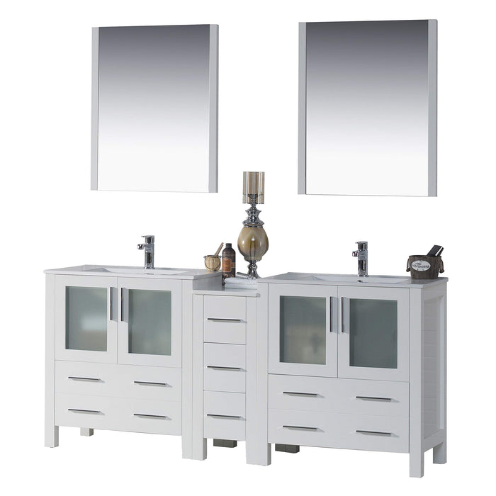 Blossom Sydney 84" Double Vanity Set, Side Cabinets, Vessel Sink and Optional Mirror - Luxe Vanity & Tub