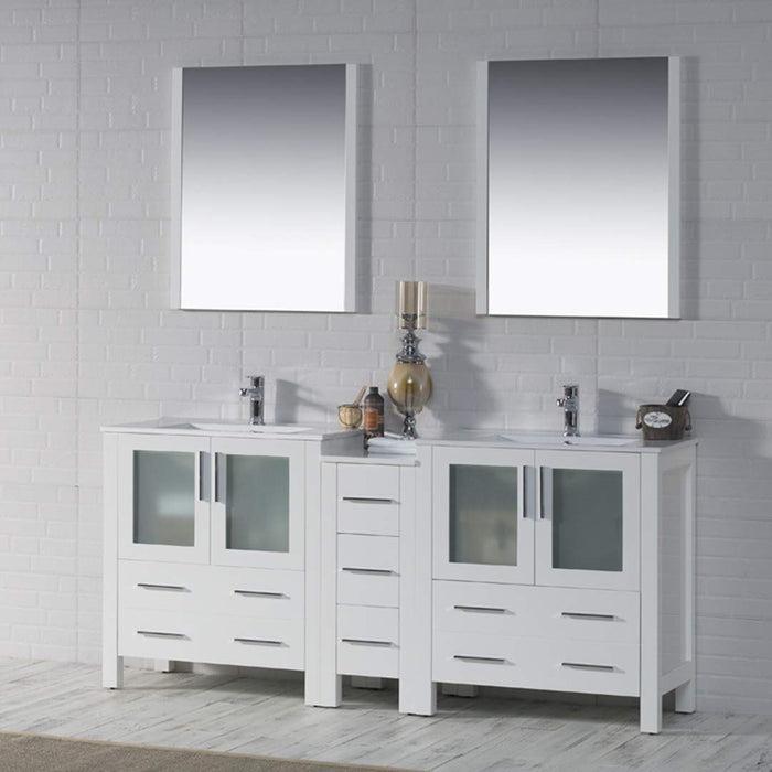 Blossom Sydney 84" Double Vanity Set, Side Cabinets, Vessel Sink and Optional Mirror - Luxe Vanity & Tub