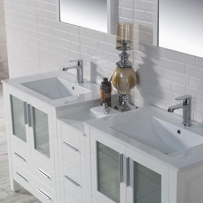 Blossom Sydney 84" Double Vanity Set, Side Cabinets, Vessel Sink and Optional Mirror - Luxe Vanity & Tub