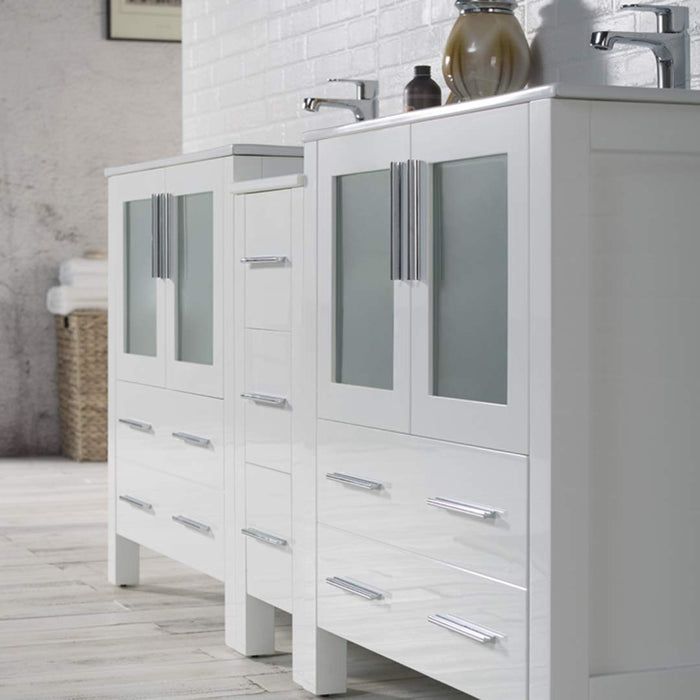 Blossom Sydney 84" Double Vanity Set, Side Cabinets, Vessel Sink and Optional Mirror - Luxe Vanity & Tub