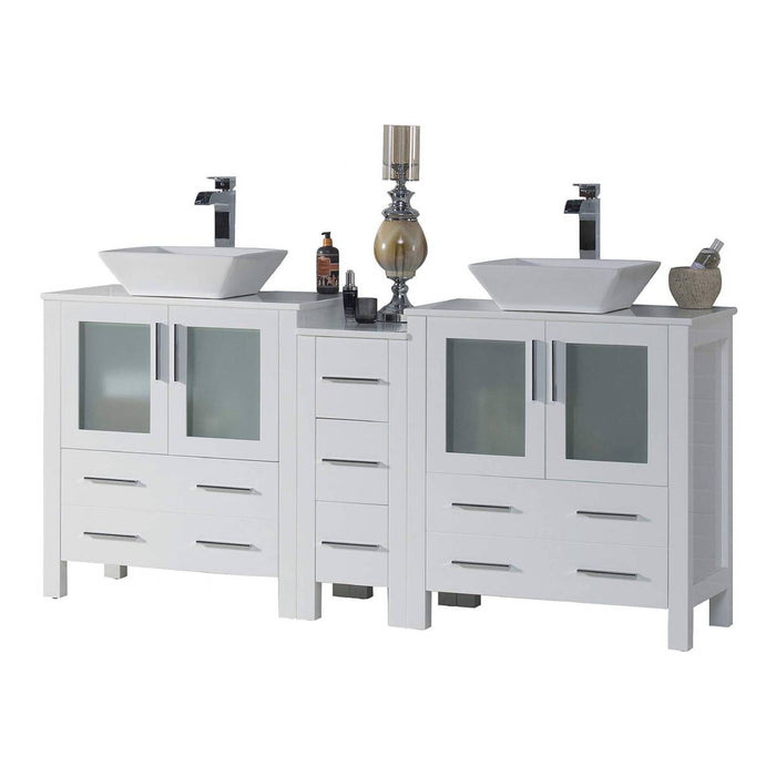 Blossom Sydney 84" Double Vanity Set, Side Cabinets, Vessel Sink and Optional Mirror - Luxe Vanity & Tub