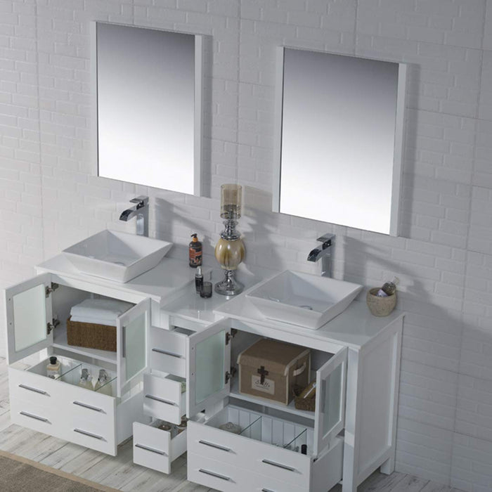 Blossom Sydney 84" Double Vanity Set, Side Cabinets, Vessel Sink and Optional Mirror - Luxe Vanity & Tub